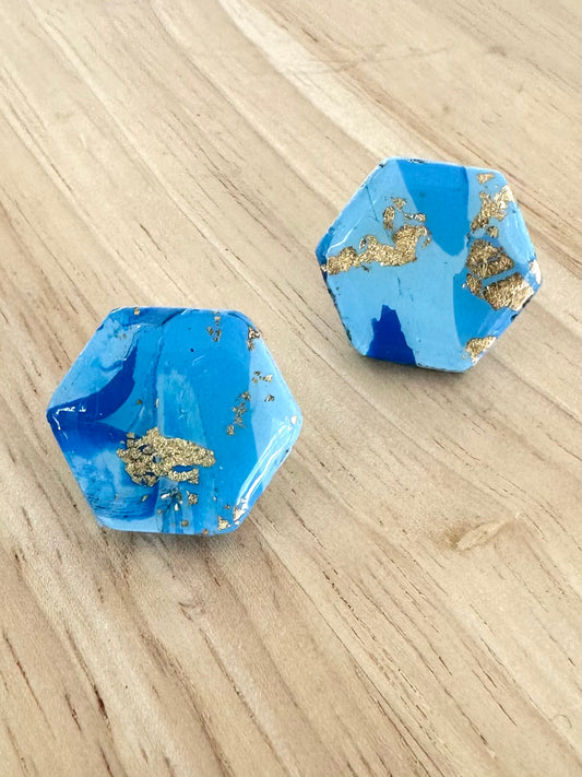 Hex Studs - Blue